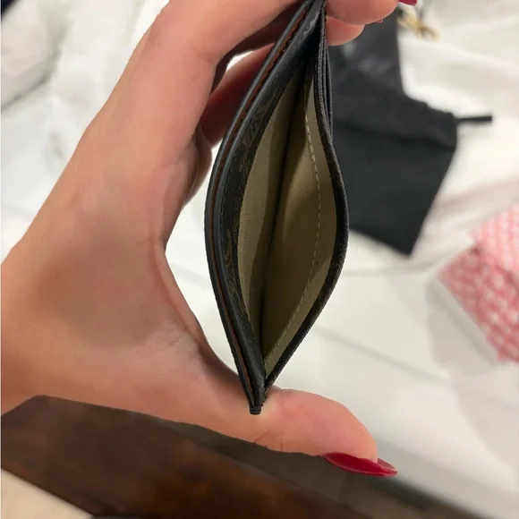 Celine Black and Brown Card Holder with Gold Logo - Picture 3 of 4